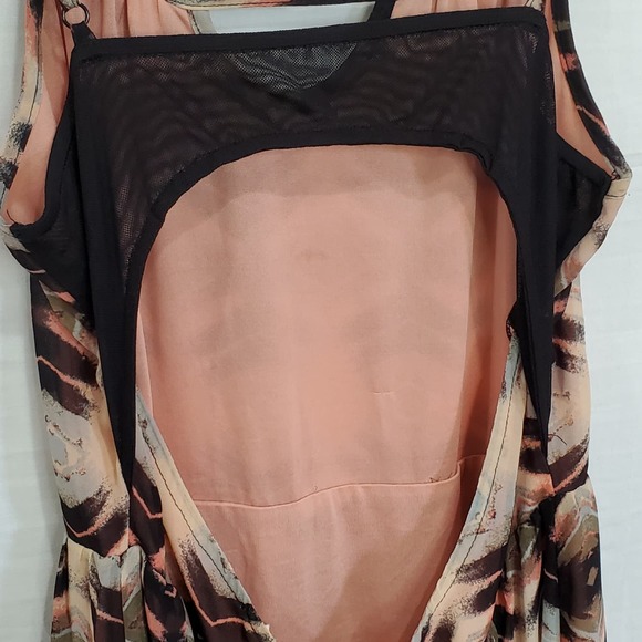 Hem & Thread Peach/Black Spaghetti Strap Sun Dress Large - Picture 4 of 8